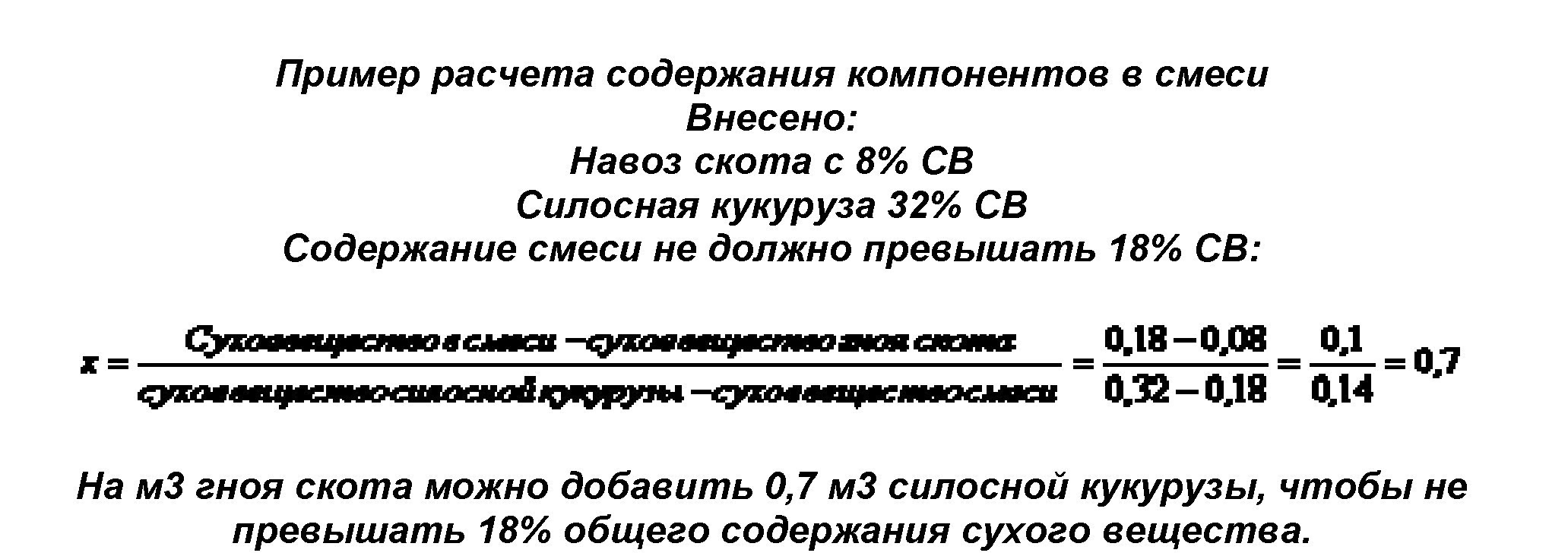 Расчет содержания компонентов смеси